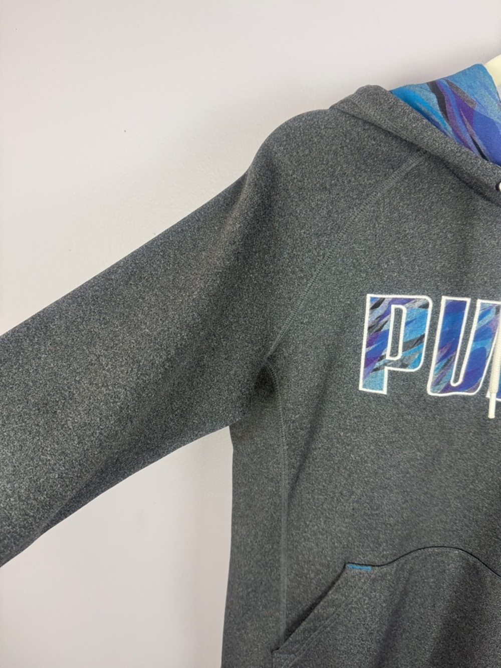 Puma Warm Cell Technical Pullover Hoodie - Heather Charcoal & Blue Women's Large - Picture 4 of 15